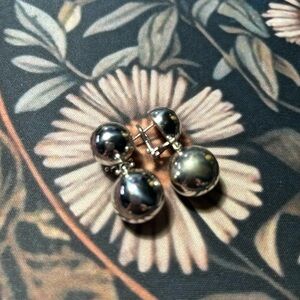 Vintage Italian Double Drop 925 Sterling Silver Ball Earrings. Itaor, Italy.